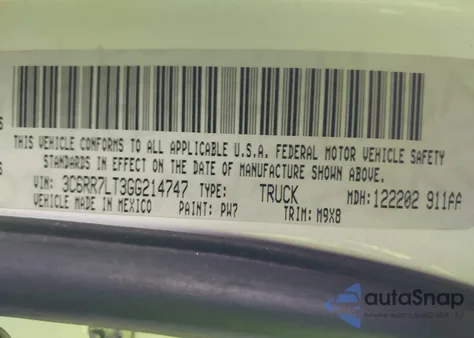 2016 Ram 1500 Big Horn z USA, uszkodzony, nr VIN 3C6RR7LT3GG214747